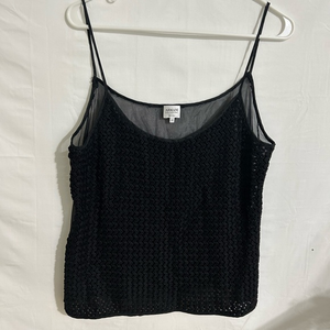 Armani Collezioni Antinea SRL Black Spaghetti Strap Eyelet Tank